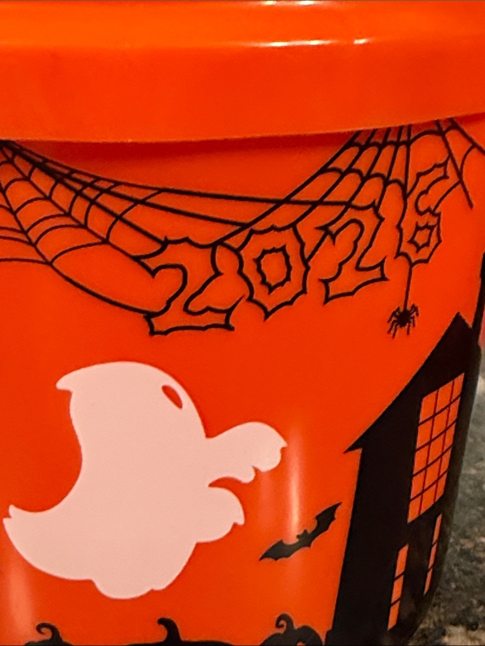 🎃 Home Depot 2026 Halloween Orange Bucket w/ Handle Ghost Haunted House - Picture 6 of 11